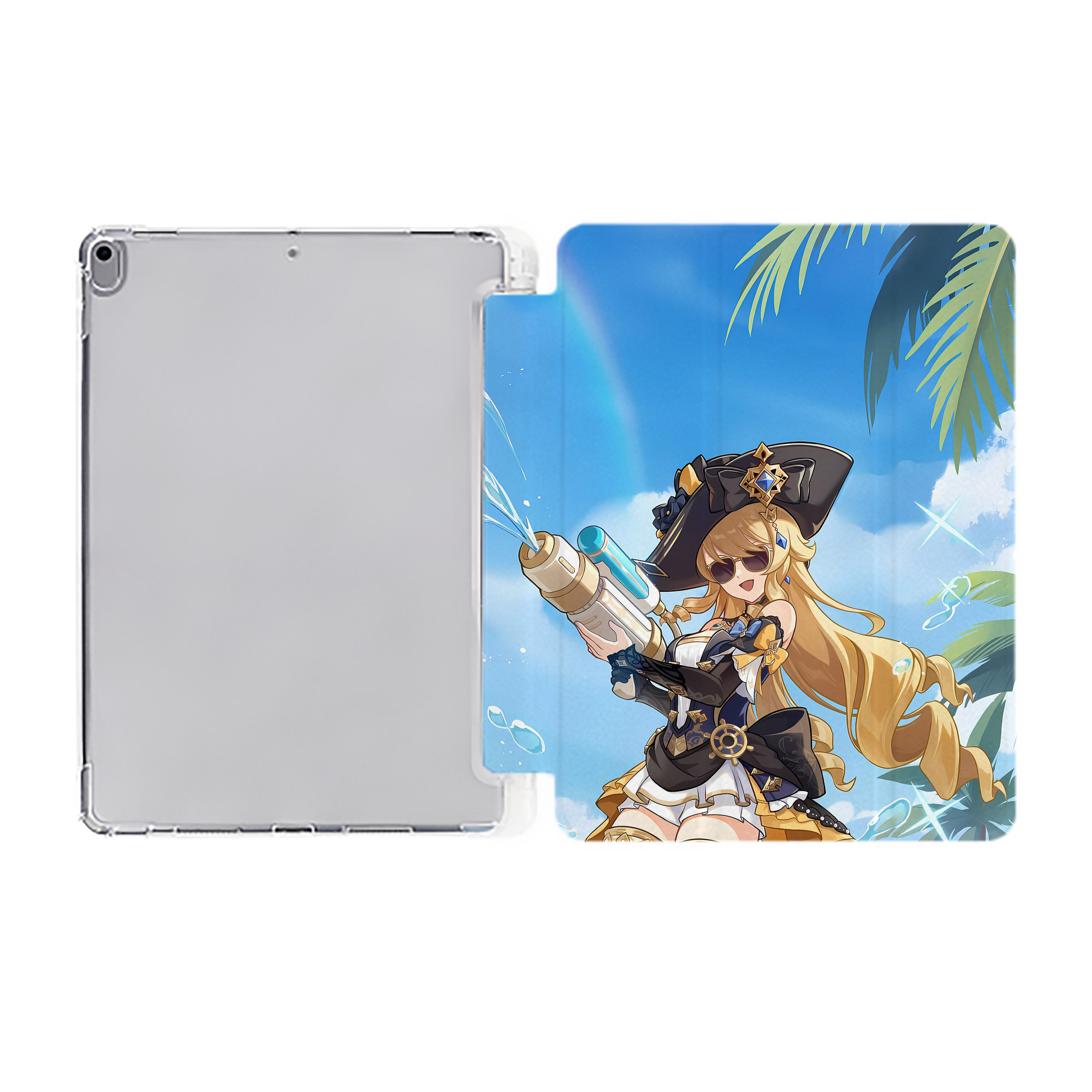 げんし神 genshin IPad ケース ペン収納付き 三つ折りスタンド PUレザー×シリコン 対応機種9.5/10.5/10.9インチ